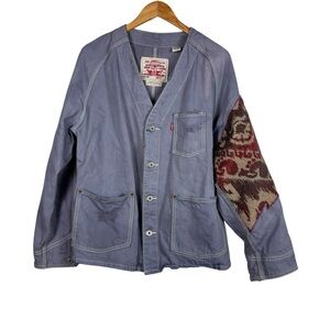 Levi’s Premium Big E Workwear Jacket Patchwork Ikat Sleeve Utility Chore Coat S